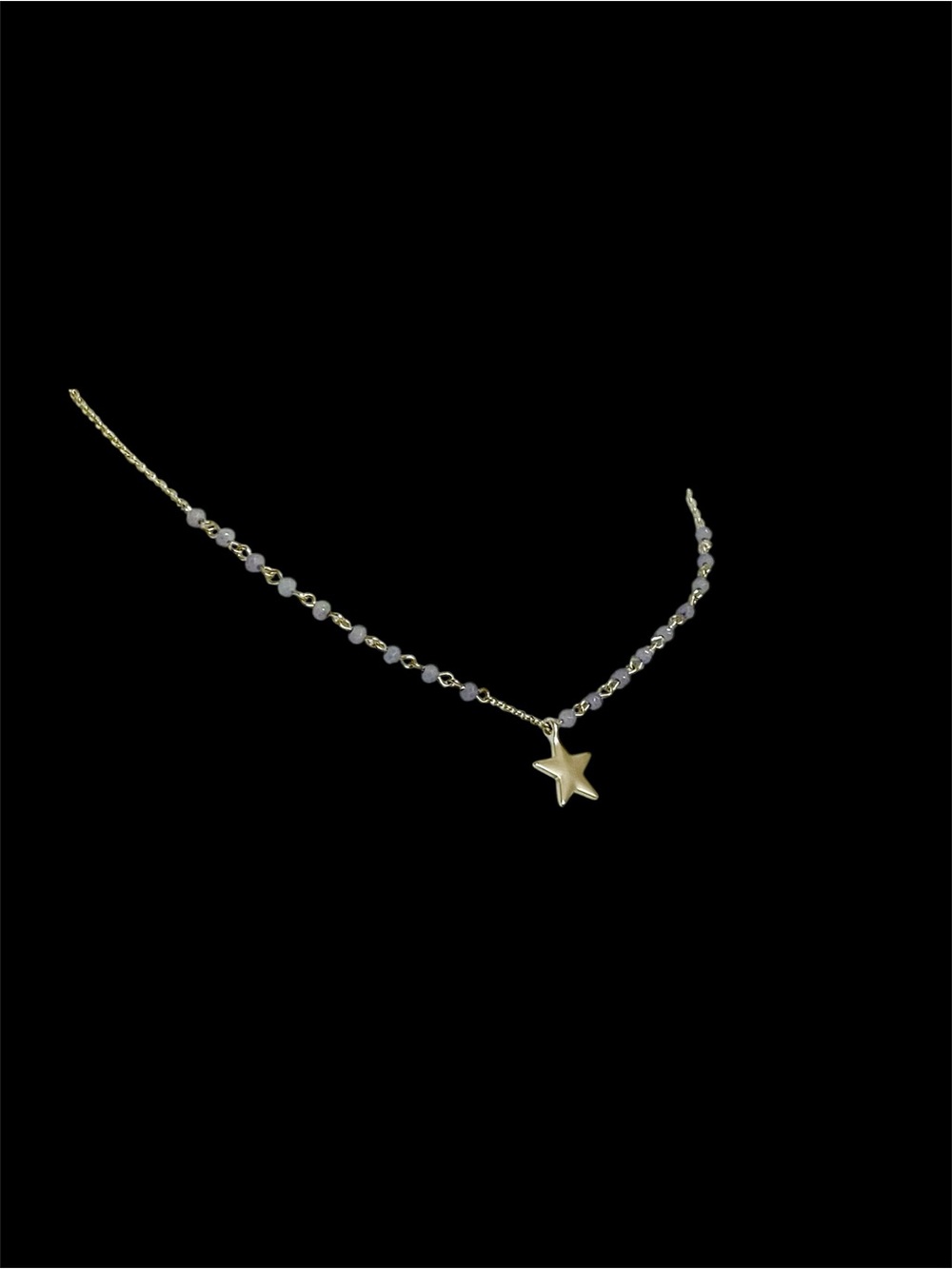 Lucky 🍀 Brand Silver Star Pendant Necklace with Lavender Beads